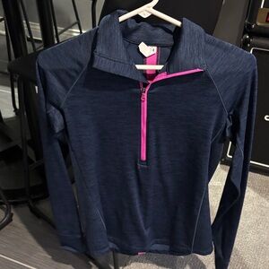 Under Armour Navy Blue Half-Zip Pullover with Pink Trim
